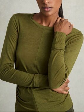 NWT Reiss Olive Green Long-Sleeve Crewneck Top